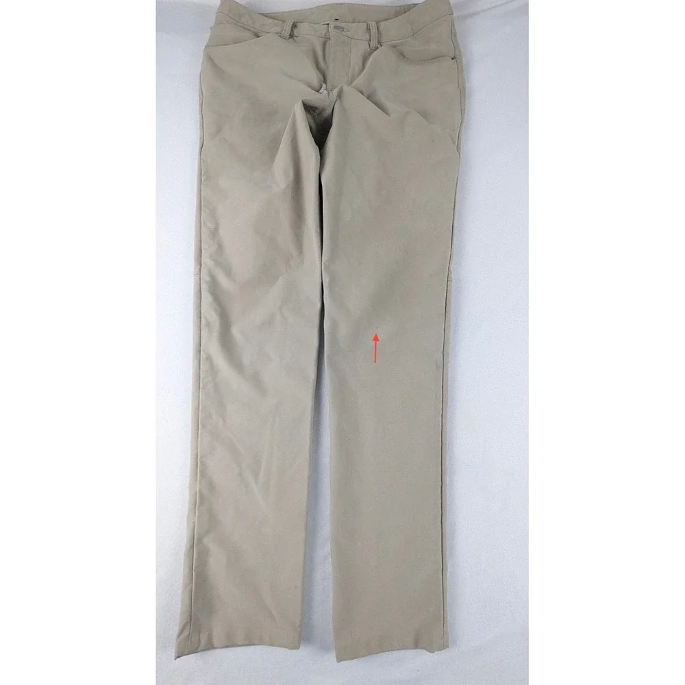 Lululemon ABC Pants Mens 35x31 Tan Khaki Straight Leg 5-Pocket Technical Stretch